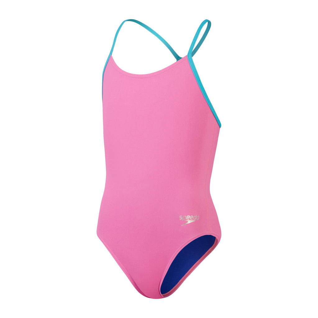 Speedo Girls Solid Lane Line Back Swimsuit Pink – Swimpath