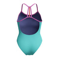 Speedo Girl's Lane Line Back Swimsuit - Blue/Kiki Pink-Swimsuit-Speedo-SwimPath