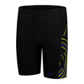 Speedo Junior Boys Plastisol Placement Jammer - Black/Yellow/Blue-Training Jammers-Speedo-SwimPath