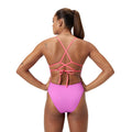 Speedo Womens Solid Lattice Tie Back - Neon Violet-Swimsuit-Speedo-SwimPath