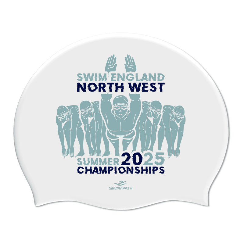 Swim England North West Summer Championships 2025 Silicone Suede Swimming Cap - White-Event-Swim England North West-SwimPath