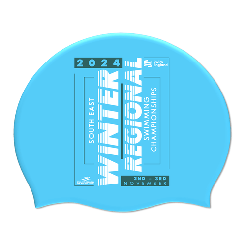 Swim England South East Winter Regionals 2024 Silicone Suede Swimming Cap - Sky Blue-Event-Swim England South East-SwimPath