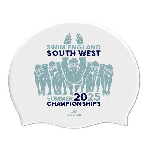 Swim England South West Summer Championships 2025 Silicone Suede Swimming Cap - White-Event-Swim England South West-SwimPath