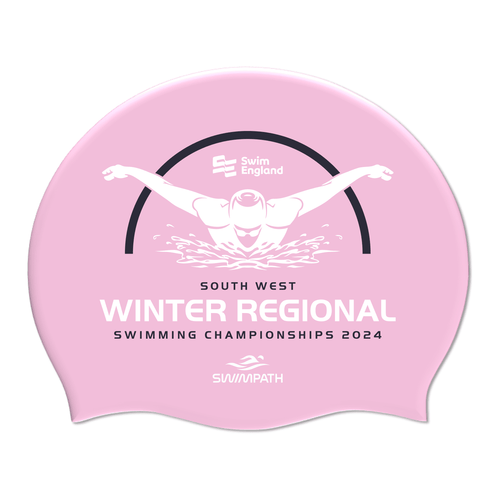 Swim England South West Winter Regionals 2024 Silicone Swimming Cap - Baby Pink-Event-Swim England South West-SwimPath