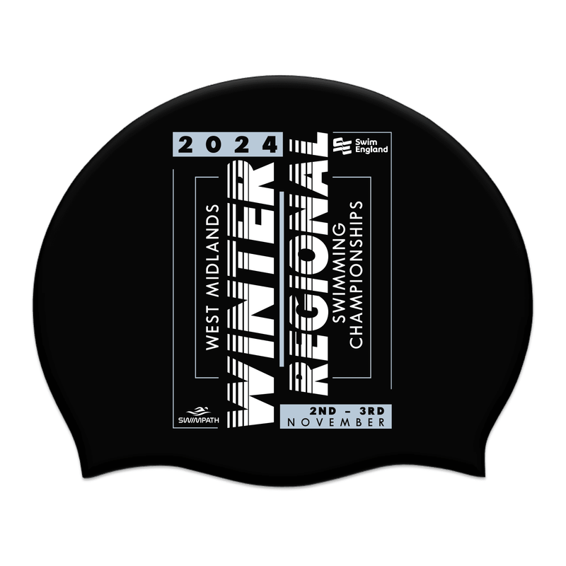 Swim England West Midlands Winter Regionals 2024 Silicone Suede Swimming Cap - Black-Event-Swim England West Midlands-SwimPath