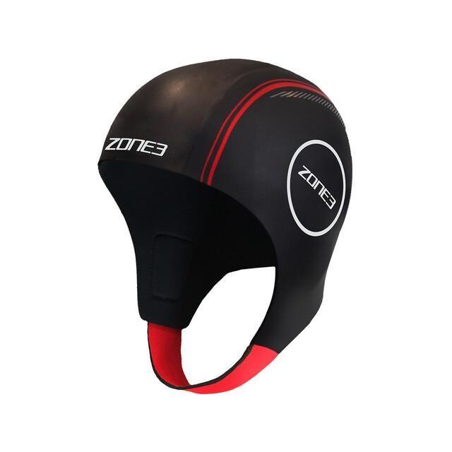 Zone3 Neoprene Swim Cap - Black Red-Swimming Caps-Zone3-SwimPath